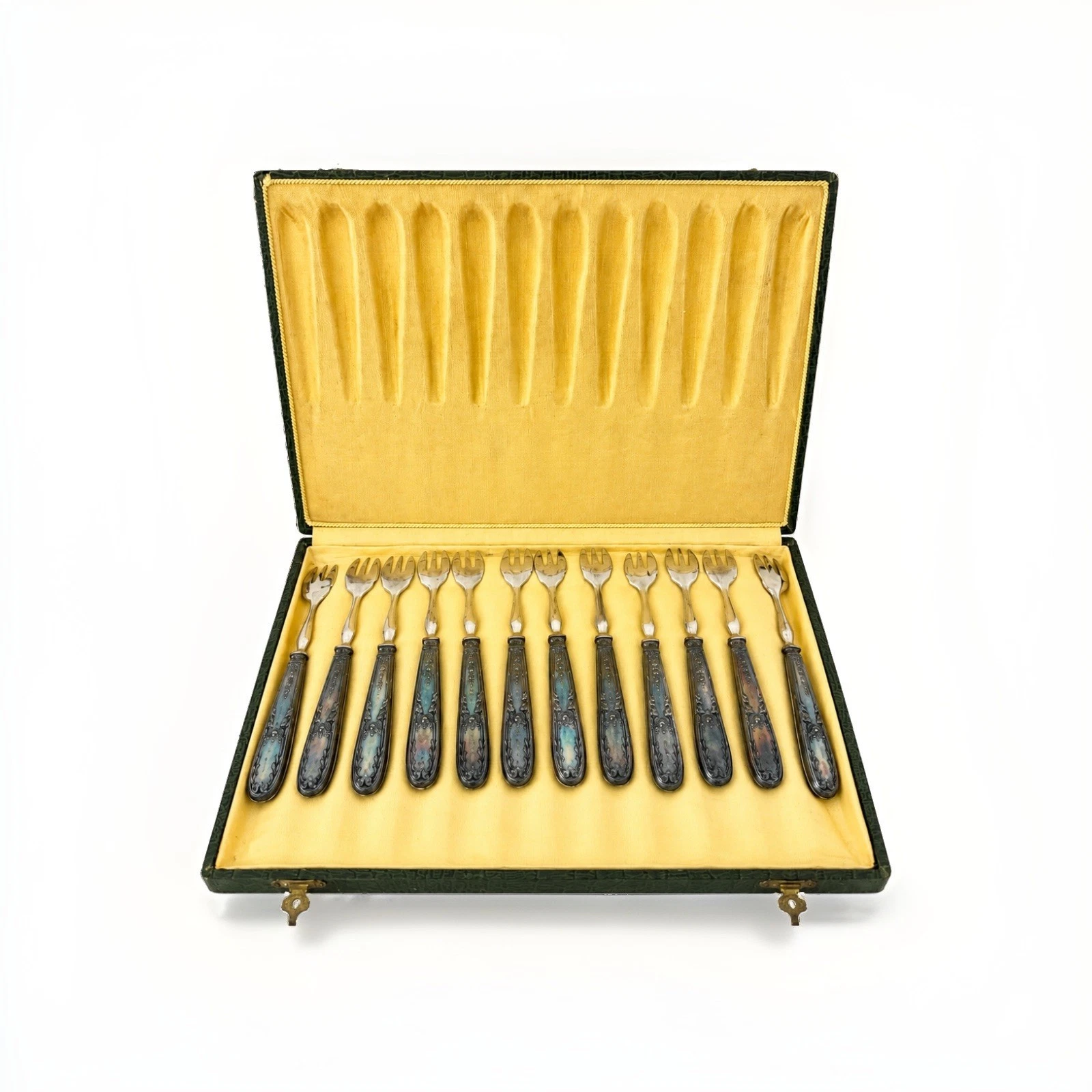 Coffret De 12 Fourchettes À Huîtres Argenté
