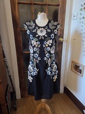 Needle & Thread Black Sequin Embellished Floral Dress Shift Mini UK 10 BNWT