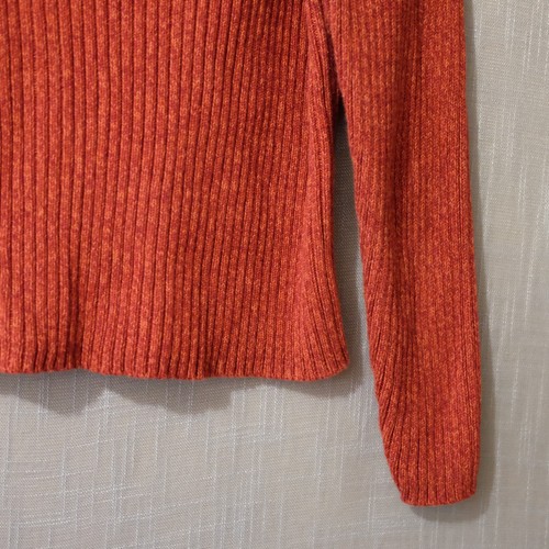 Maglione maglia a costine collo tartaruga Eddie Bauer rosso/arancione donna XL #H87-41 usato in ottime condizioni - Foto 8 di 9