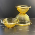 Federal Glass Yellow Depression Ribbed Bowls Set of 3