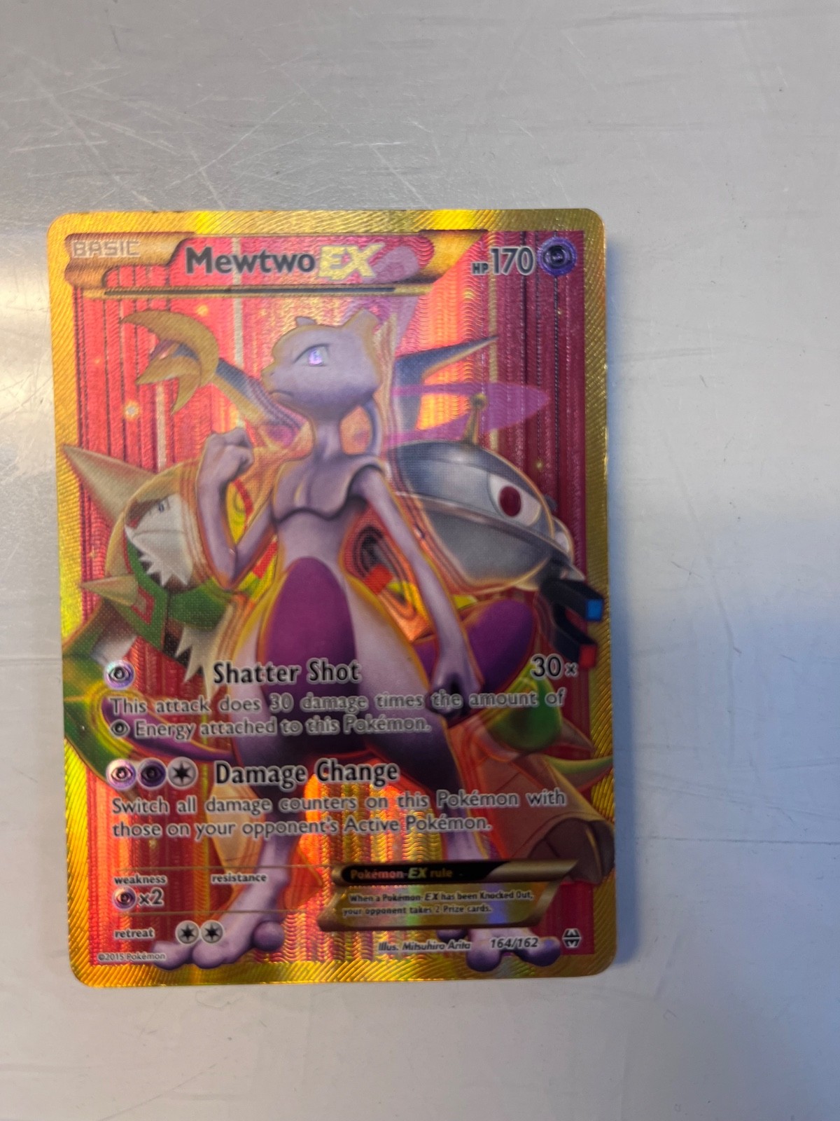Pokémon TCG Mewtwo EX Full Art Secret Rare Card XY Breakthrough 164/162 LP-MP