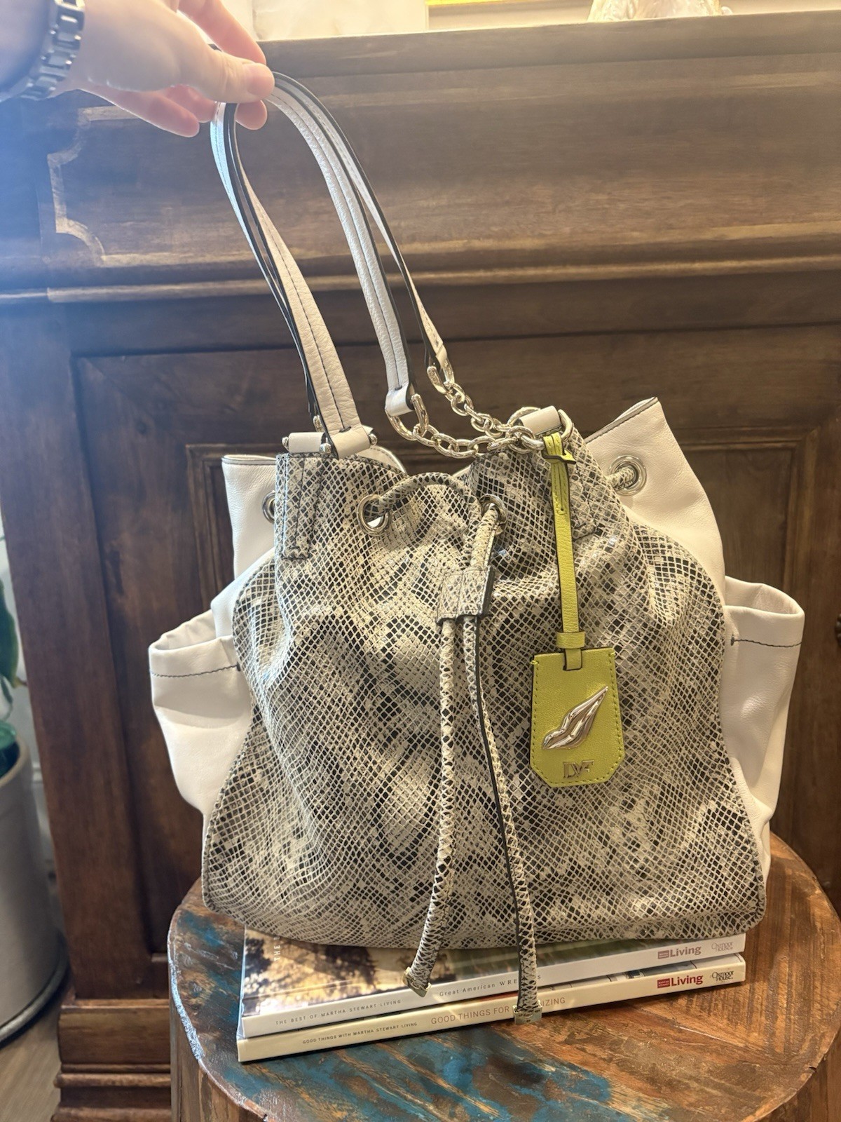 Diane von Furstenberg Embossed Python Sydney Leat… - image 2