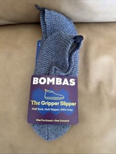 NEW Box Bombas The Gripper Slipper - Blue Grey weave Unisex Size: Medium US