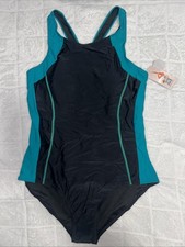 NEW One Piece -Sport Swimsuit UPF 50 Black Size Xlarge XL BLACK/GREEN