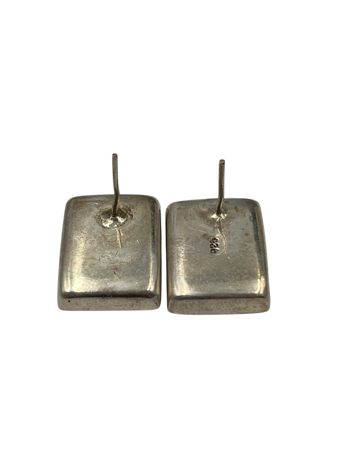 Sterling Silver 925 Rectangular Enamel Earrings w… - image 4