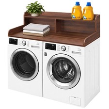 Laundry Countertop W/ Storage Washer Dryer Countertop W/ Shelf Walnut 2-Tier