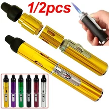 1/2pcs All-in-1 Pipe Windproof Click Butane Refillable Torch Lighter Click-N-Hit