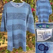 Vintage Ocean Pacific Op Blue Striped Shirt 80s 90s Surf Made In USA Size XL