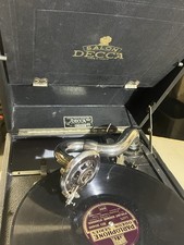 Salon Decca Portable Gramophone made in London 1920s /  1930s +over 100 records 