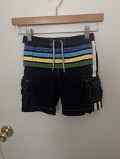 GAP Surf Boys Swimsuit/Surf Shorts Size 3T, Navy, w Aqua, Yellow,Green Stripes