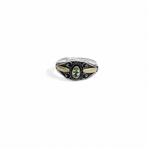 Natural Peridot Sterling Silver 925 Ring US Size 7 Women's Jewelry