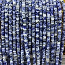2x6mm Natural Blue Spot Rondelle Heishi Disc Spacer Beads for Jewelry Making DIY