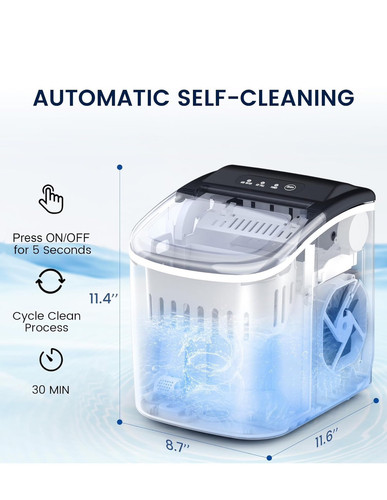 Encimera para hacer hielo Joy Pebble de acero inoxidable, 26 lb/24 H, 9 cubos - Imagen 4 de 5