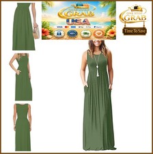 Sleeveless Maxi Dress Women Loose Casual Floor Length Wrap Empire Waist Side