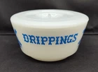 Vintage Hazel Atlas Blue Dutch Windmill Drippings Grease Drip Milk Glass Jar HTF