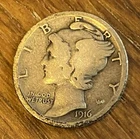 1916-S Mercury Dime VG San Francisco First Year Issued WWI Era Winged Liberty