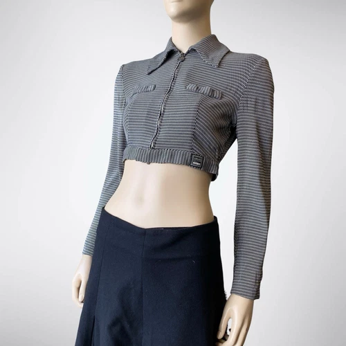 Giacca donna Versace Jeans Couture vintage cropped anni 90 zip taglia S