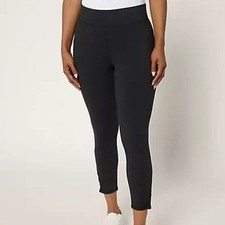 Denim  Co Petite XL Black Active Duo Stretch Slim Leg Crop Pant Ruching A694884