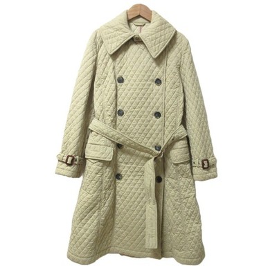 WEEKEND MaxMara Quilted Wide Collar Trench Coat Size 46 L Beige Women USED