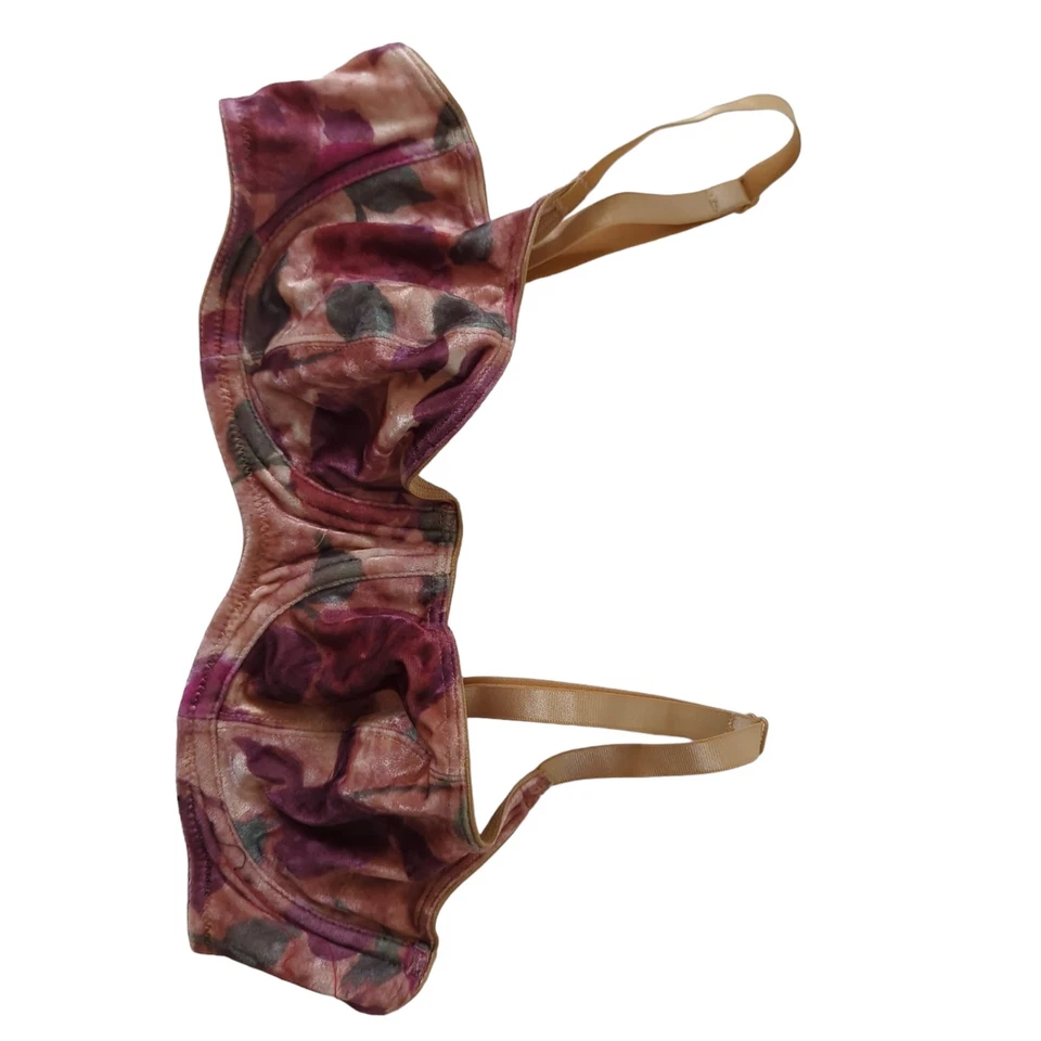 Sujetador Vintage Y2K Años 90 Victorias Secret 36B Terciopelo Púrpura Verde Bosque Sexy Hada Foto 3 de 4