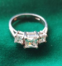 Princess Cut CZ Sterling Silver Ring, Size 7, Mint Condition Must See  Gift 