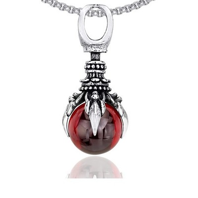 Fusamk Punk Rock Titanium Steel Dragon Claw Crystal Ball Pendant NecklaceClaw...