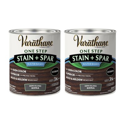 Varathane Kona Semi-Gloss Water-Based Exterior Spar Urethane, Quart, 2 PK