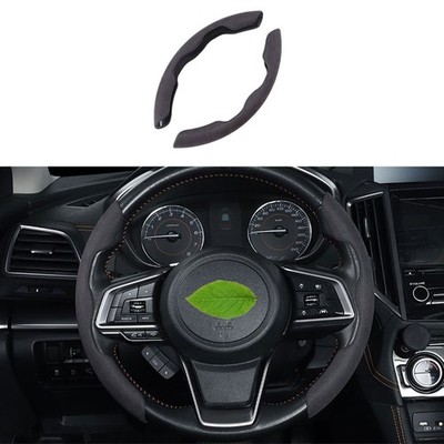 Black Suede Steering Wheel Frame Cover Trim 2PCS For Subaru Outback 2020~2022