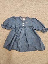 Vintage 90's BABY GUESS Dress 24 Months Denim Cotton Blue USA Girls