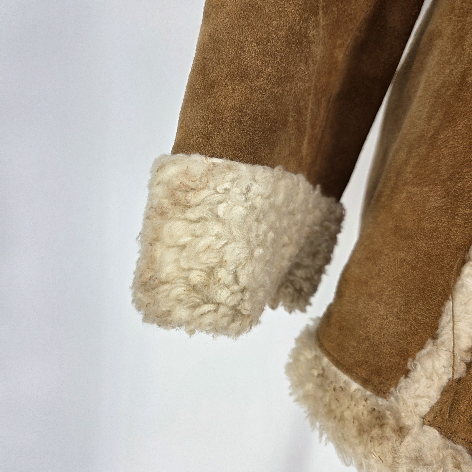 Vintage Womens Genuine Suede Coat 14 Sherpa Lines penny lane Chore Jacket image 8