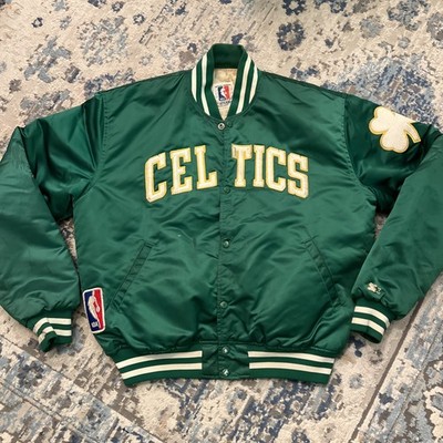 Vintage 80s 90s Boston Celtics Starter Satin Green Bomber Jacket