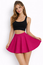 Women's Flared Mini Skater Skirt Fit Elasticated Waist Stretchable Casual Wear