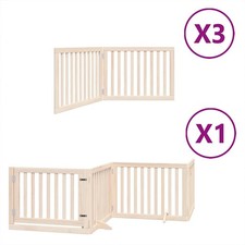 Dog Gate Set of 10 Light Brown Solid Poplar wood Large Foldable vidaXL