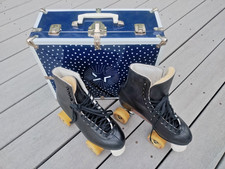 Vintage Riedell 297R LN Skates, size 7.5, Sure-Grip Classic 5 Plates w/ Case