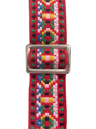 Vintage 70s Hippie Camera Strap Purse Adjustable Geometric Hippy Red Green - Picture 3 of 5