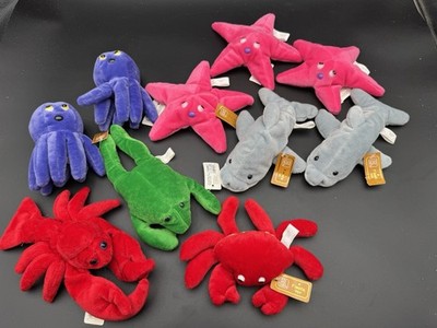 Fiesta Nautical Animals Plush Lot of 10, Crab Octopus Starfish Dolphin Washable