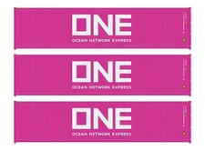 Walthers Scenemaster 18254 HO Scale 40' Fully Corrugated Container - 3-Pack ONE