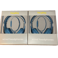 Lot of 2 Heyday Wired On-Ear Padded Headphones w/ Mic Blue NEW