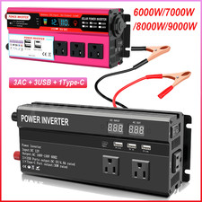 6000W/7000W/8000W/9000W Car Power Inverter 7-Outlet Port 3AC 3USB 1Type-C LOT