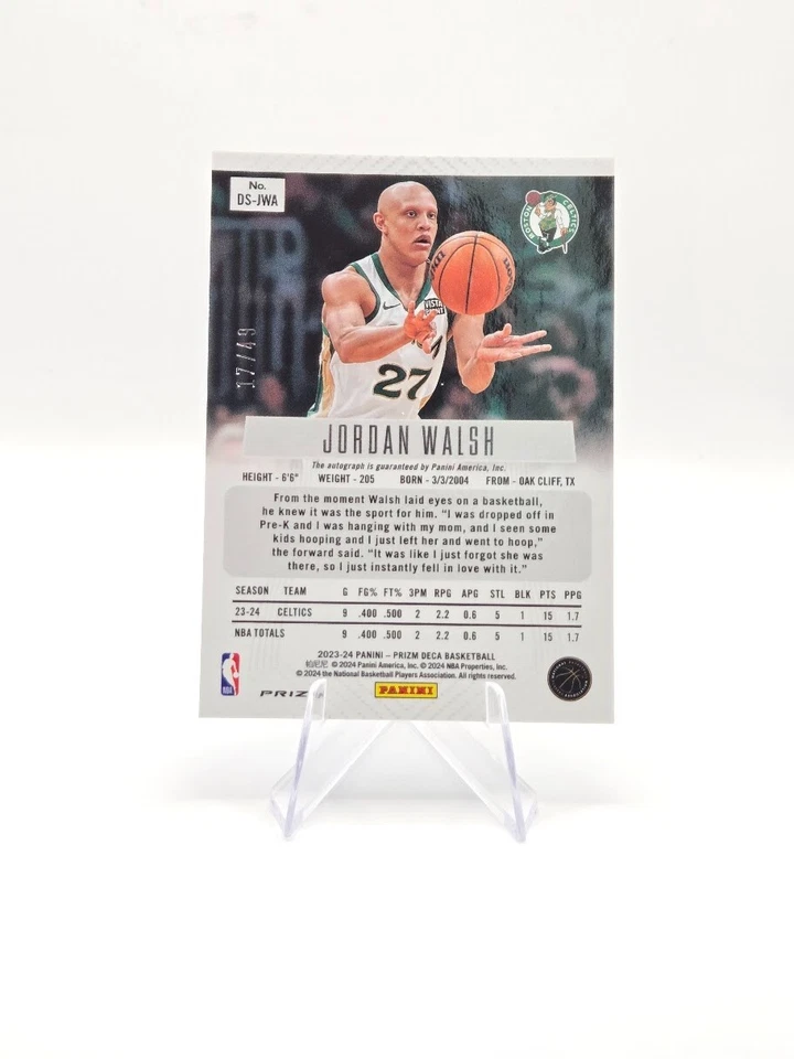 Jordan Walsh 2023-24 Panini Prizm Deca RC Auto Blue Prizm SP /49 #DS-JWA Celtics - Image 2 of 2