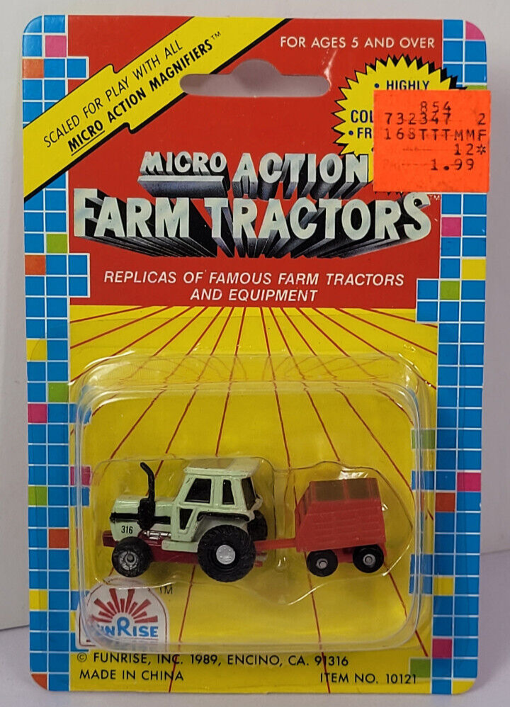 White Farm Tractor Micro Action Magnifiers Funrise Set New Rare Vintage
