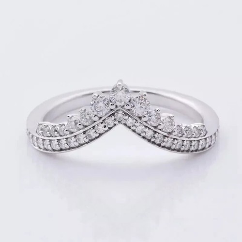 0.77CT Lab-Created Diamond V Shape Chevron Daily Wear Ring 14k White Gold FN - Picture 2 of 7