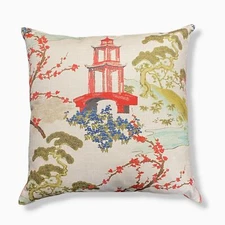 $217 D.V. KAP Home Red Sakura Coral Square Decorative Couch Chair Bed Pillow