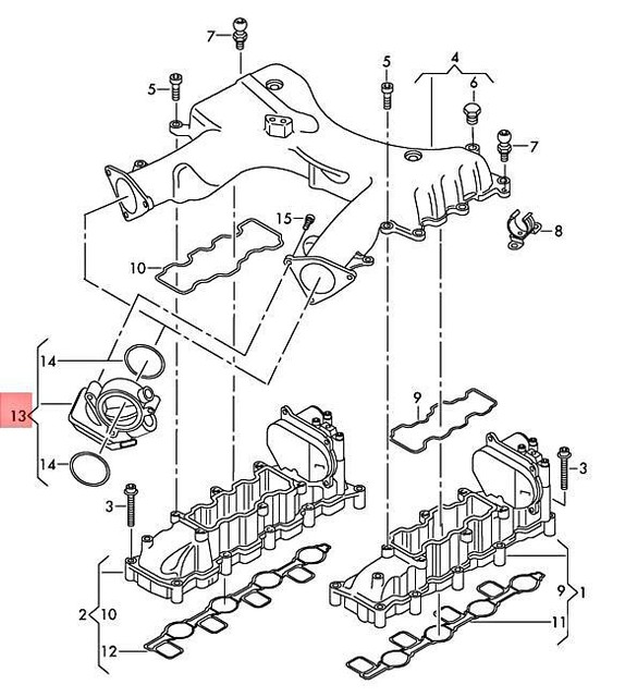 AUDI Q7 4.2 TDI 2012 RHD Throttle Body Valve 057128063H 1598972 for