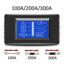 DC Battery Monitor Meter 100A/200A/300A 0-200V LCD Display Amp for Car RV Solar