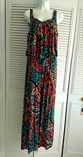 CONTEXT Paisley Printed Rayon Blend Sleeveless Studded Popover Maxi Dress L