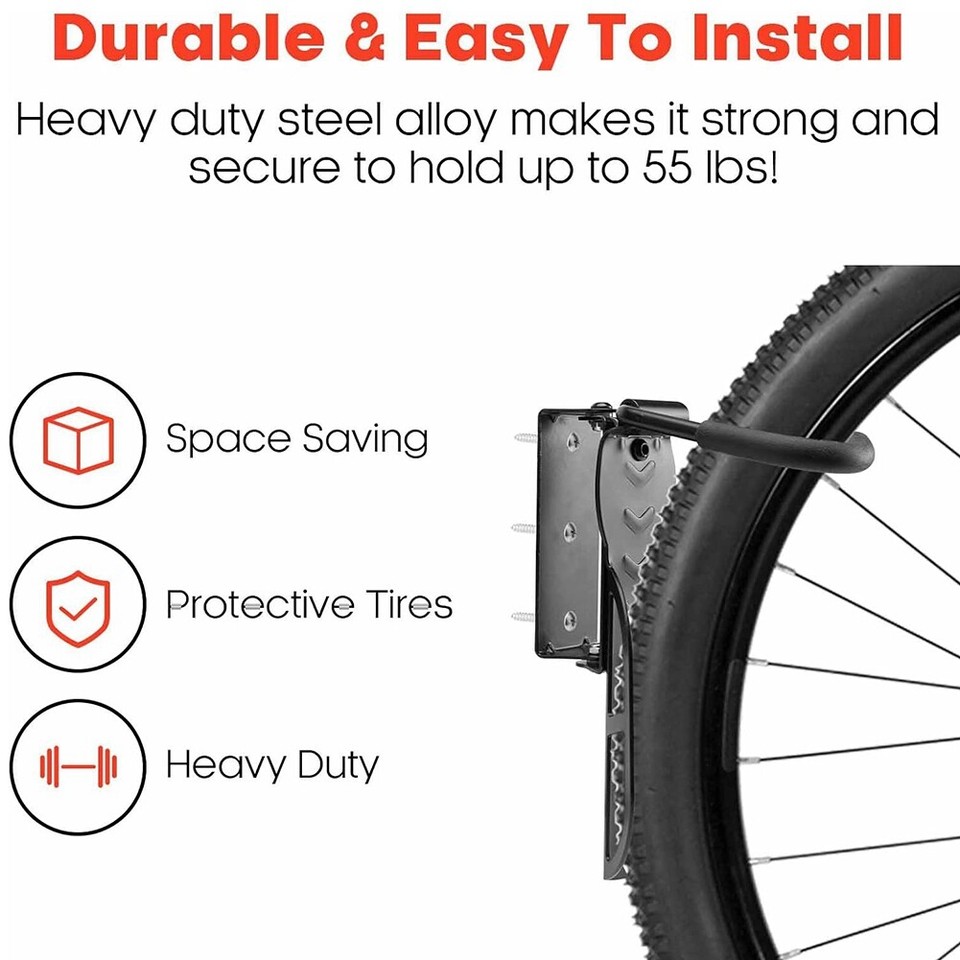 2 PACK Swivel Bike Rack Garage Wall Mount Bike Hangers for Garage Bike