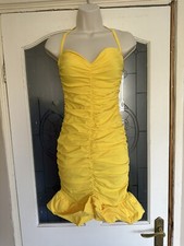 Yellow Ruched Mini Dress Size 8