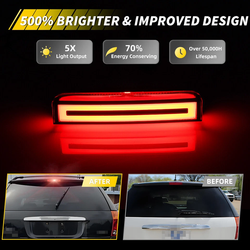 Tercera luz de freno trasera LED roja lente ahumada para Chrysler Pacifica 2007-2008 Foto 2 de 4