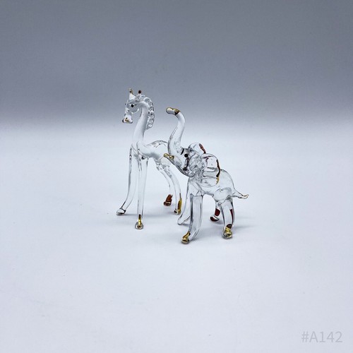 2er Juego Vintage Figuras de Cristal Elefante & Caballo Miniatura Glaskunst - - Picture 3 of 11